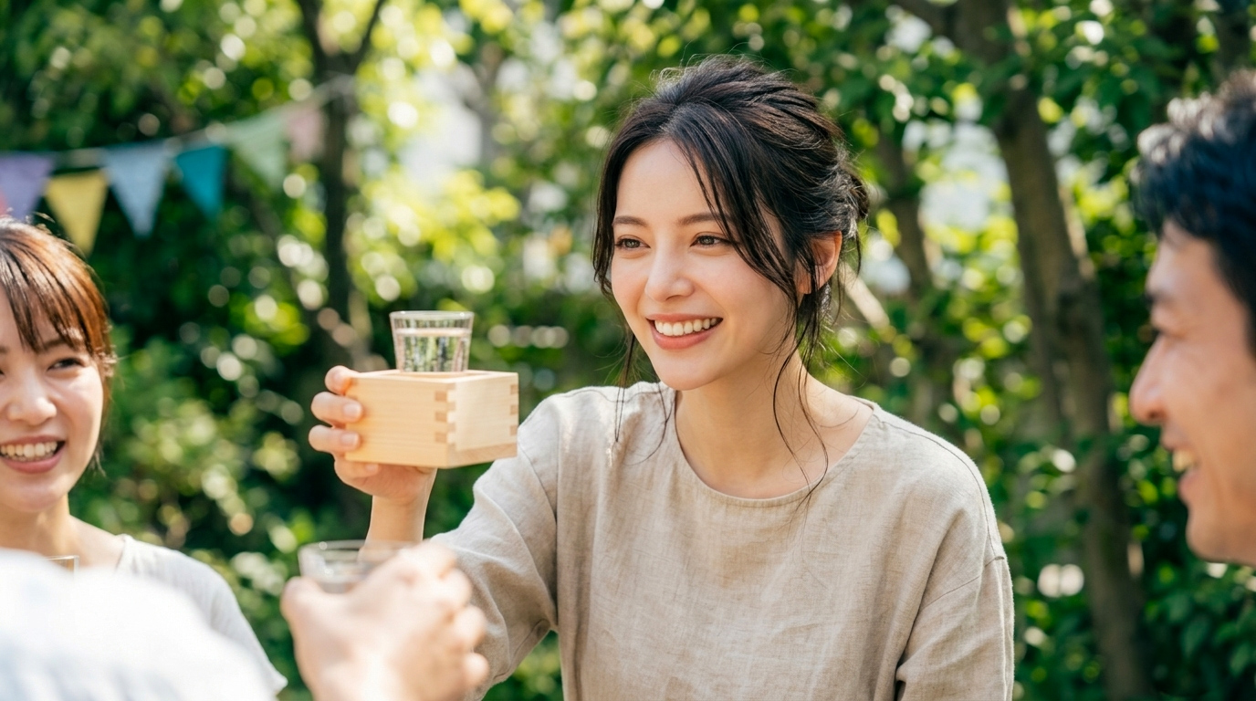 A toast with masu boxes